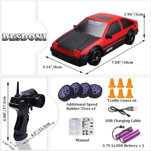 Remote Control Car RC Drift 2.4GHz 1:24 Scale 4WD 15KM/H High Speed Model - Picture 6 of 7